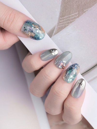 Ocean Aura - Handmade Press on Nails by Clawcreature - Handmade Press - on Nails
