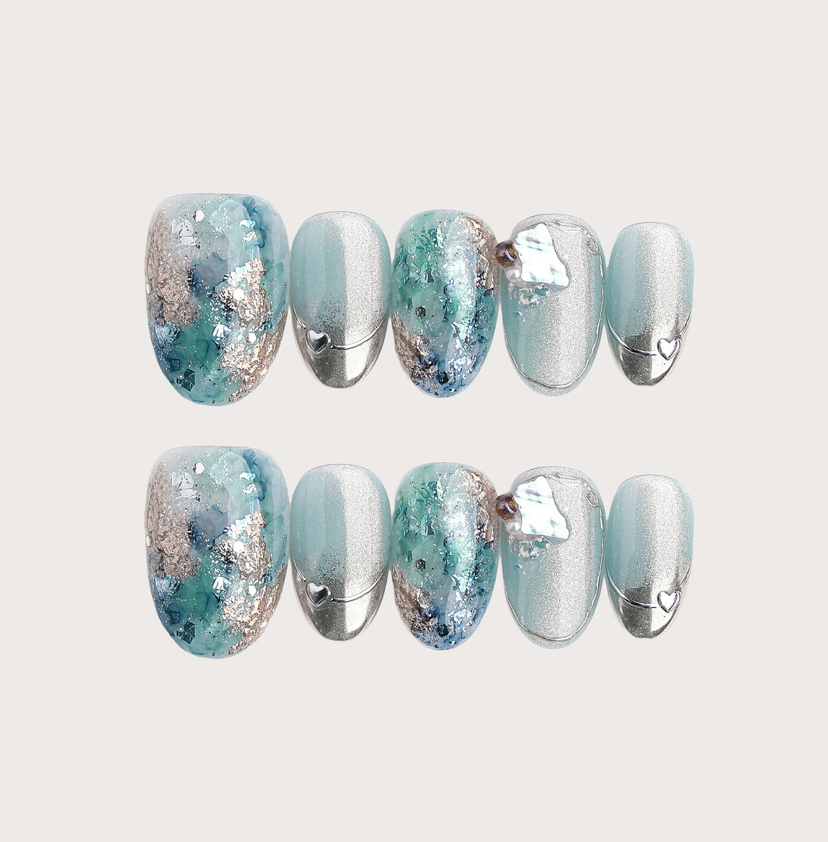 Ocean Aura - Handmade Press on Nails by Clawcreature - Handmade Press - on Nails