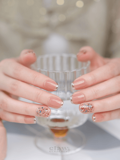 Peach Stardust - Handmade Press on Nails by Clawcreature - Handmade Press - on Nails