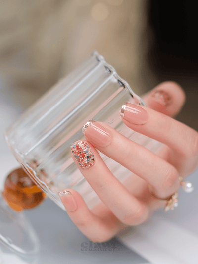 Peach Stardust - Handmade Press on Nails by Clawcreature - Handmade Press - on Nails
