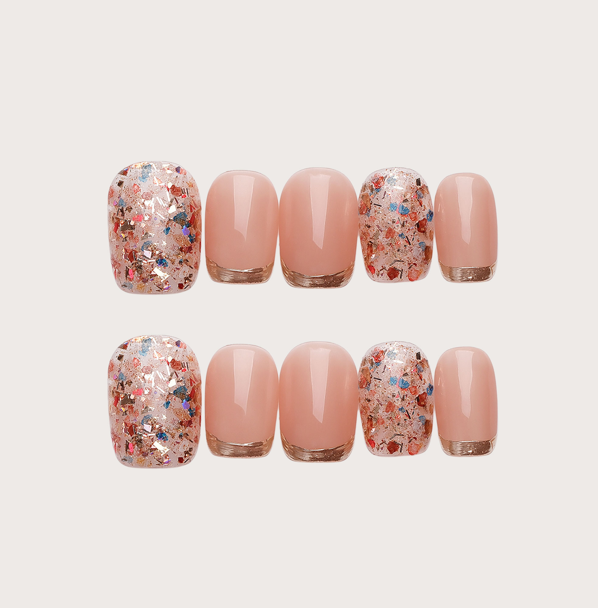 Peach Stardust - Handmade Press on Nails by Clawcreature - Handmade Press - on Nails