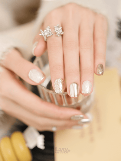 Pearl of Gold - Handmade Press on Nails by Clawcreature - Handmade Press - on Nails