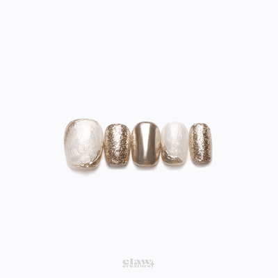 Pearl of Gold - Handmade Press on Nails by Clawcreature - Handmade Press - on Nails