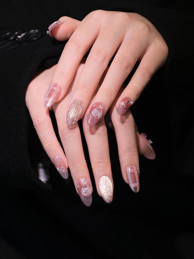 Pink Flutter - Handmade Press on Nails by Clawcreature - Handmade Press - on Nails