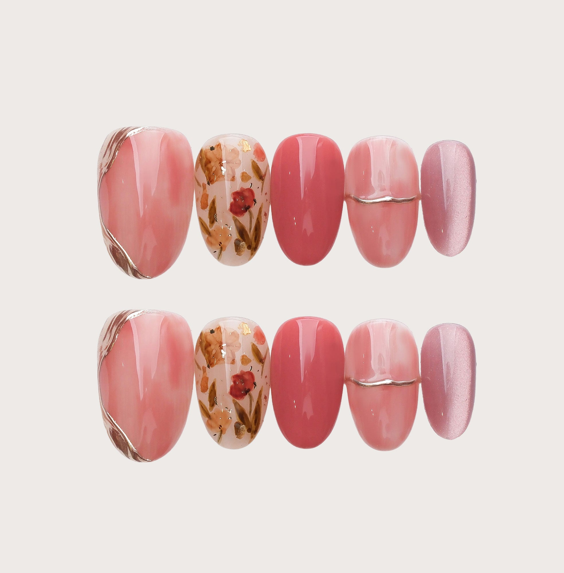 Pink Hibiscus - Handmade Press on Nails by Clawcreature - Handmade Press - on Nails
