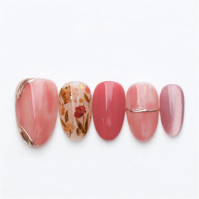 Pink Hibiscus - Handmade Press on Nails by Clawcreature - Handmade Press - on Nails