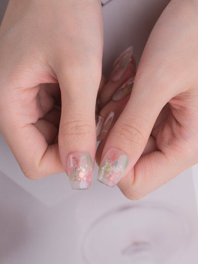 Pink Monet - Handmade Press on Nails by Clawcreature - Handmade Press - on Nails