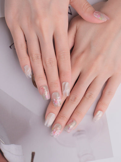 Pink Monet - Handmade Press on Nails by Clawcreature - Handmade Press - on Nails