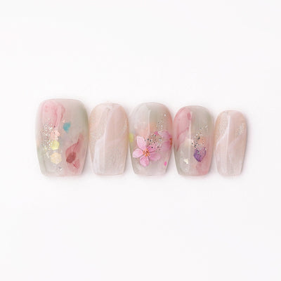 Pink Monet - Handmade Press on Nails by Clawcreature - Handmade Press - on Nails