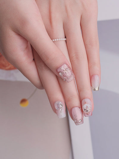 Pink Noel - Handmade Press on Nails by Clawcreature - Handmade Press - on Nails