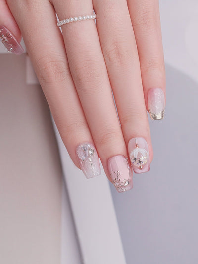 Pink Noel - Handmade Press on Nails by Clawcreature - Handmade Press - on Nails