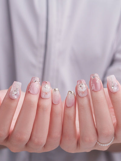 Pink Noel - Handmade Press on Nails by Clawcreature - Handmade Press - on Nails