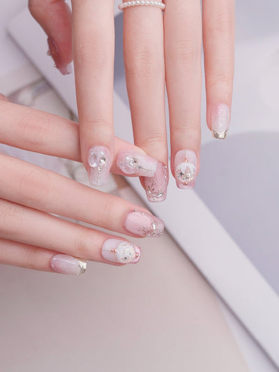 Pink Noel - Handmade Press on Nails by Clawcreature - Handmade Press - on Nails