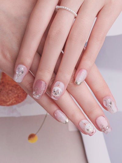 Pink Noel - Handmade Press on Nails by Clawcreature - Handmade Press - on Nails