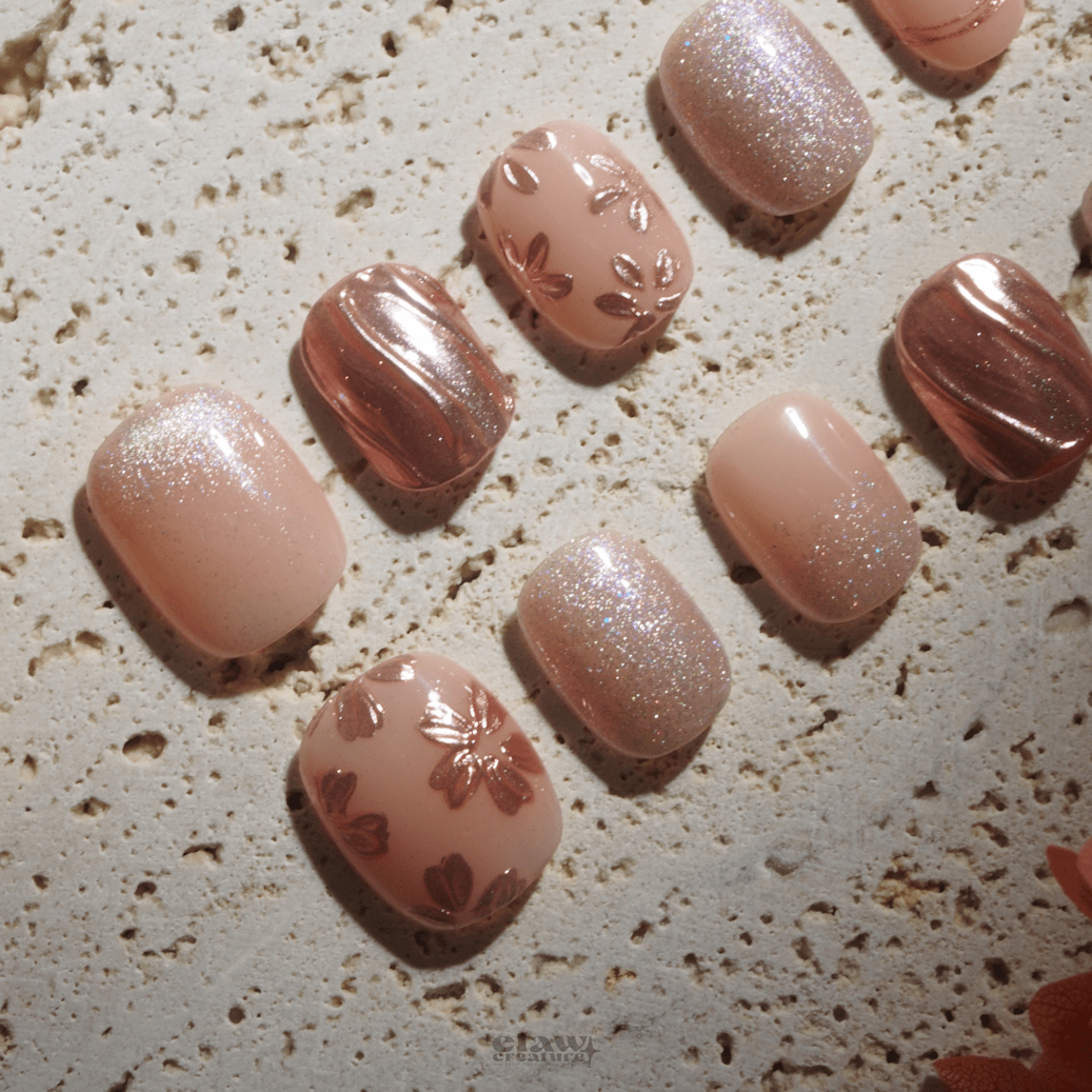 Pink Petal Glam - Handmade Press on Nails by Clawcreature - Handmade Press - on Nails