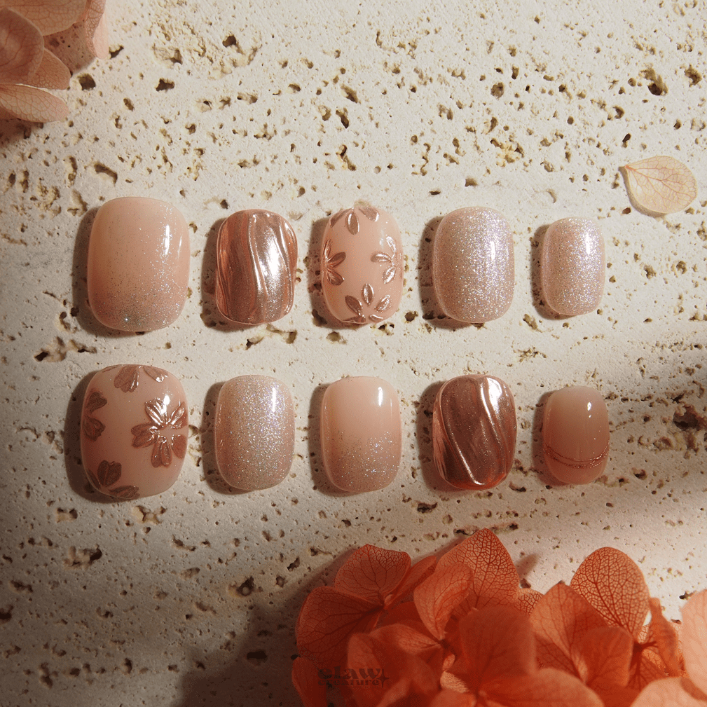 Pink Petal Glam - Handmade Press on Nails by Clawcreature - Handmade Press - on Nails
