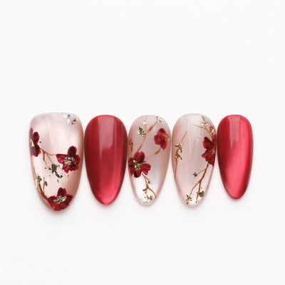 Plum Blossom - Handmade Press on Nails by Clawcreature - Handmade Press - on Nails