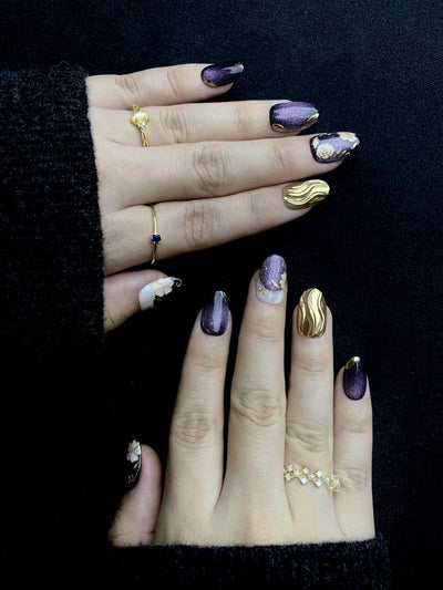 Plum de Luxe - Handmade Press on Nails by Clawcreature - Handmade Press - on Nails