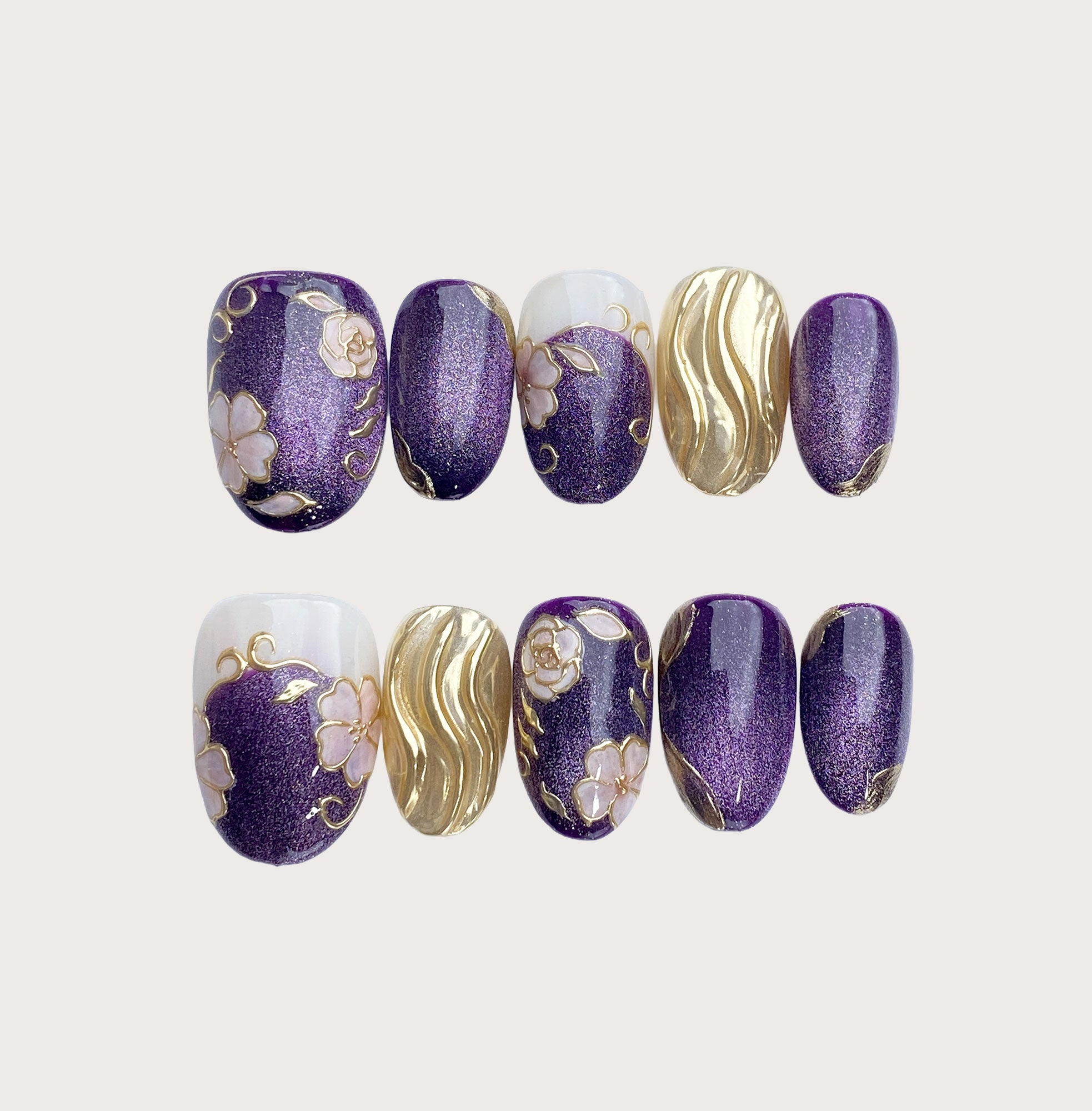 Plum de Luxe - Handmade Press on Nails by Clawcreature - Handmade Press - on Nails