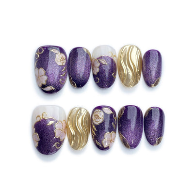Plum de Luxe - Handmade Press on Nails by Clawcreature - Handmade Press - on Nails