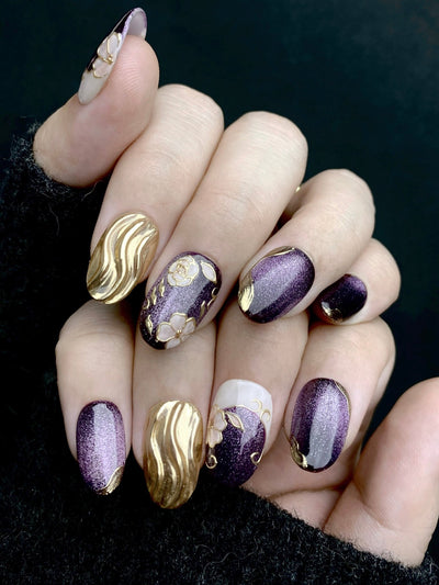 Plum de Luxe - Handmade Press on Nails by Clawcreature - Handmade Press - on Nails