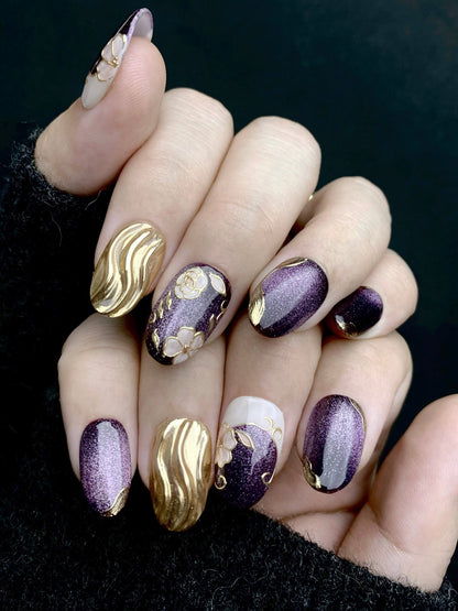 Plum de Luxe - Handmade Press on Nails by Clawcreature - Handmade Press - on Nails