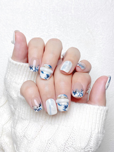 Porcelain I - Handmade Press on Nails by Clawcreature - Handmade Press - on Nails