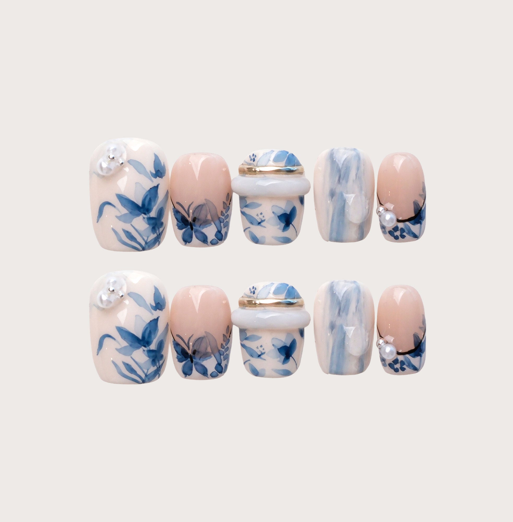 Porcelain I - Handmade Press on Nails by Clawcreature - Handmade Press - on Nails