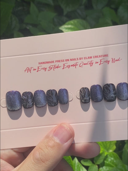 Galaxy Sparkle Handmade Press-on Nails video showcase by Claw Creature