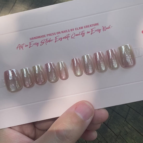 Peachy Radiance Handmade Press-on Nails video by Claw Creature