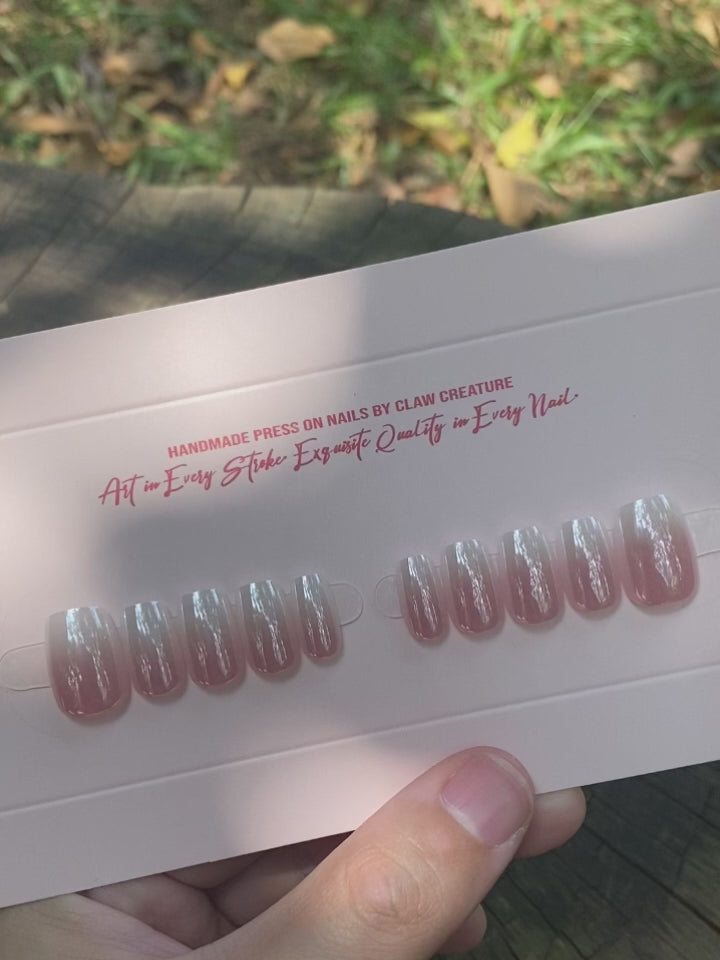 Rosy Ombre Handmade Press-on Nails video by Claw Creature