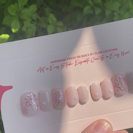 Rosy Dream Handmade Press-on Nails video by Claw Creature