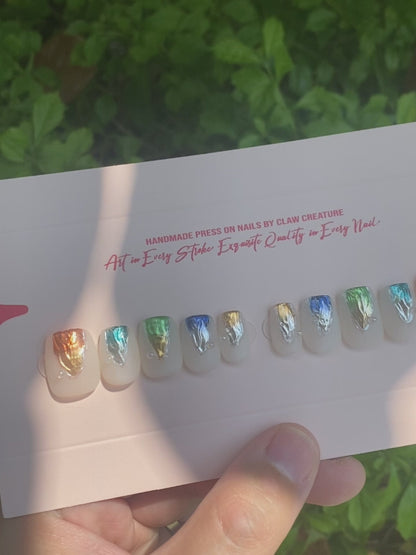 Opalescent Harmony Handmade Press-on Nails video showcase by Claw Creature