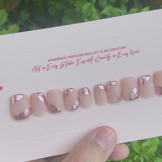 Rose Pink Elegance Handmade Press-on Nails video by Claw Creature