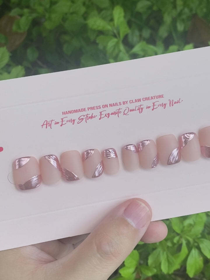 Rose Pink Elegance Handmade Press-on Nails video by Claw Creature