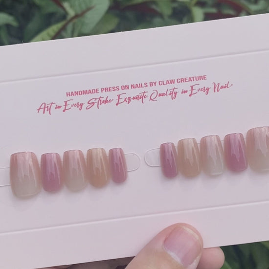 Sunset Elegance Handmade Press-on Nails video by Claw Creature