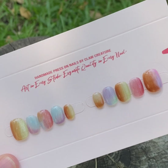 Rainbow Radiance Handmade Press-on Nails video by Claw Creature