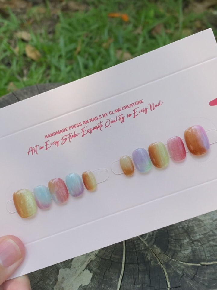 Rainbow Radiance Handmade Press-on Nails video by Claw Creature