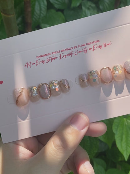 Radiant Pearl Handmade Press-on Nails video by Claw Creature