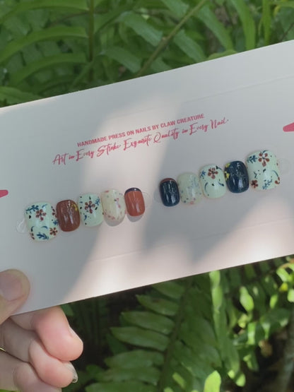 Boho Blossom Handmade Press-on Nails video showcase by Claw Creature