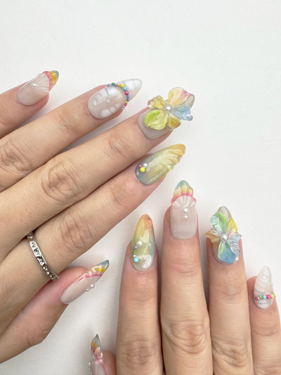 Rainbow Paradise - Handmade Press on Nails by Clawcreature - Handmade Press - on Nails
