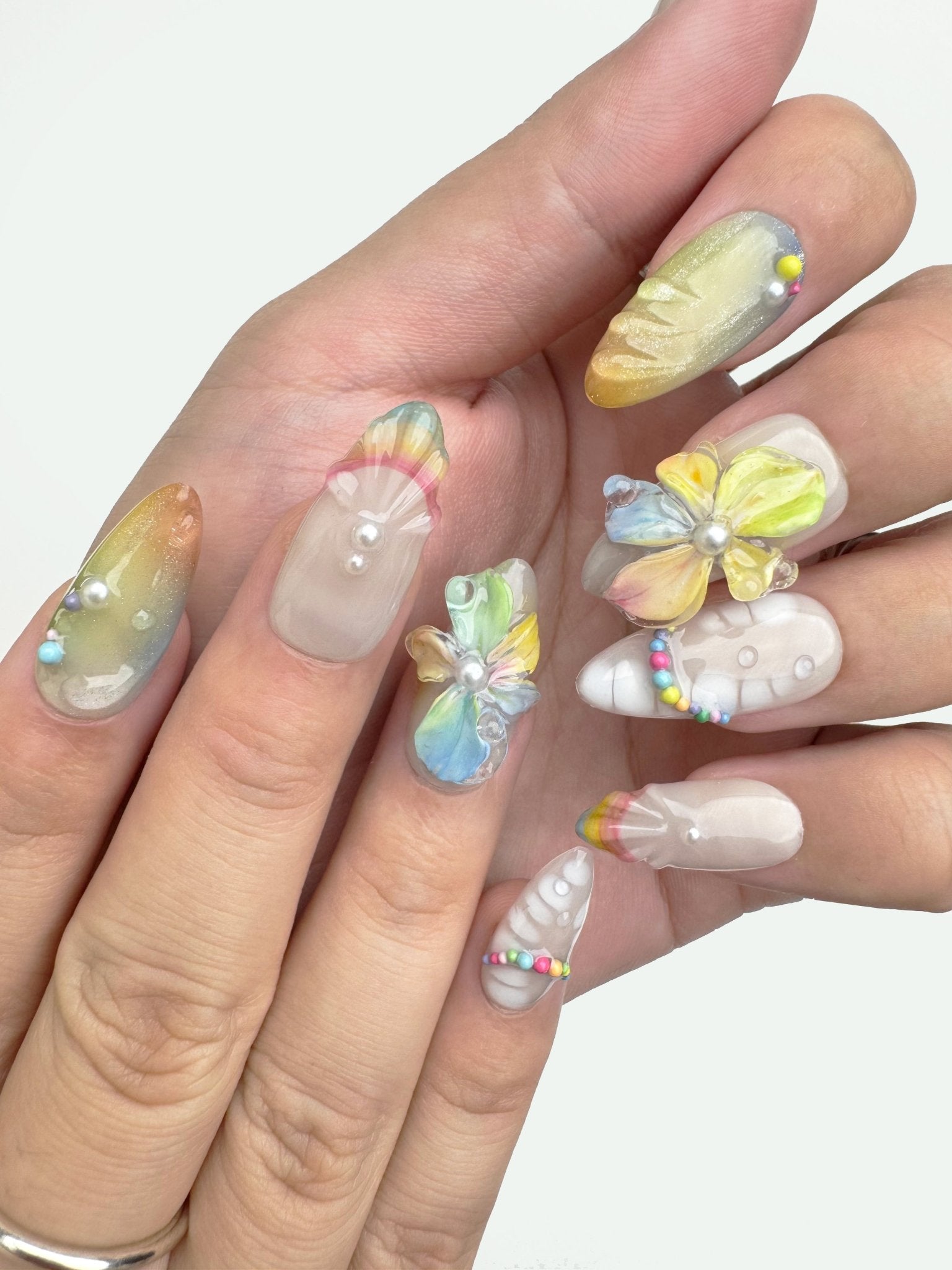 Rainbow Paradise - Hand Painted Press-On Nails – Clawcreature