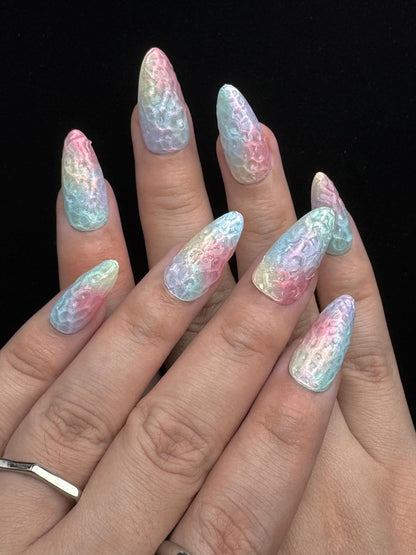 Rainbow Tide - Handmade Press on Nails by Clawcreature - Handmade Press - on Nails