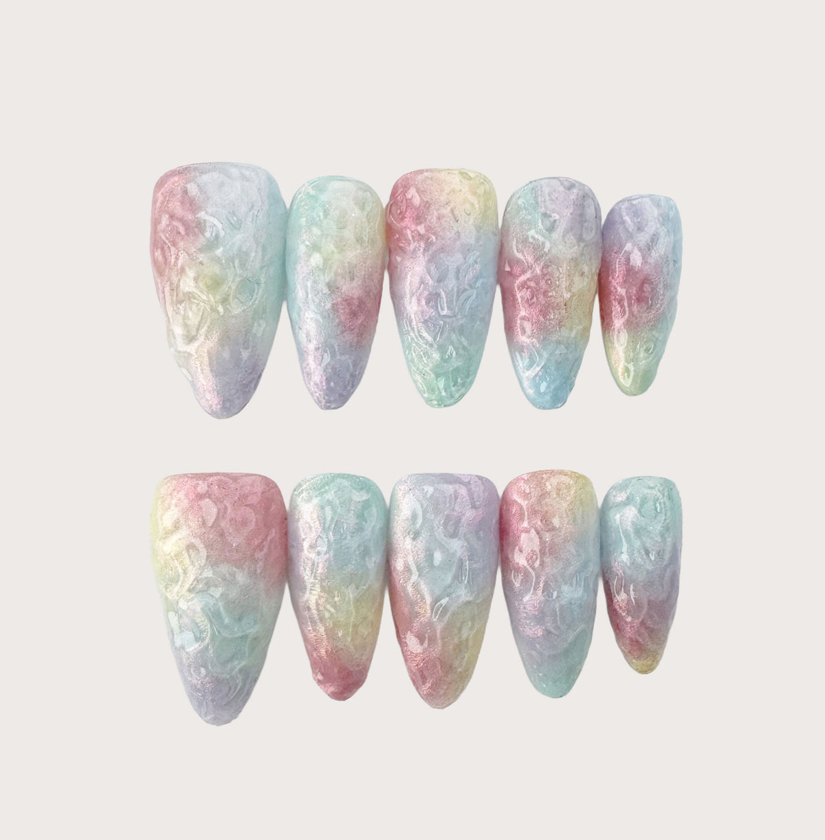 Rainbow Tide - Handmade Press on Nails by Clawcreature - Handmade Press - on Nails