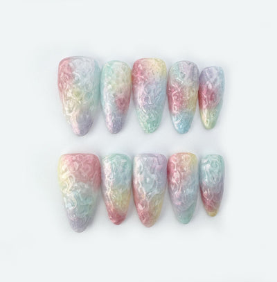 Rainbow Tide - Handmade Press on Nails by Clawcreature - Handmade Press - on Nails