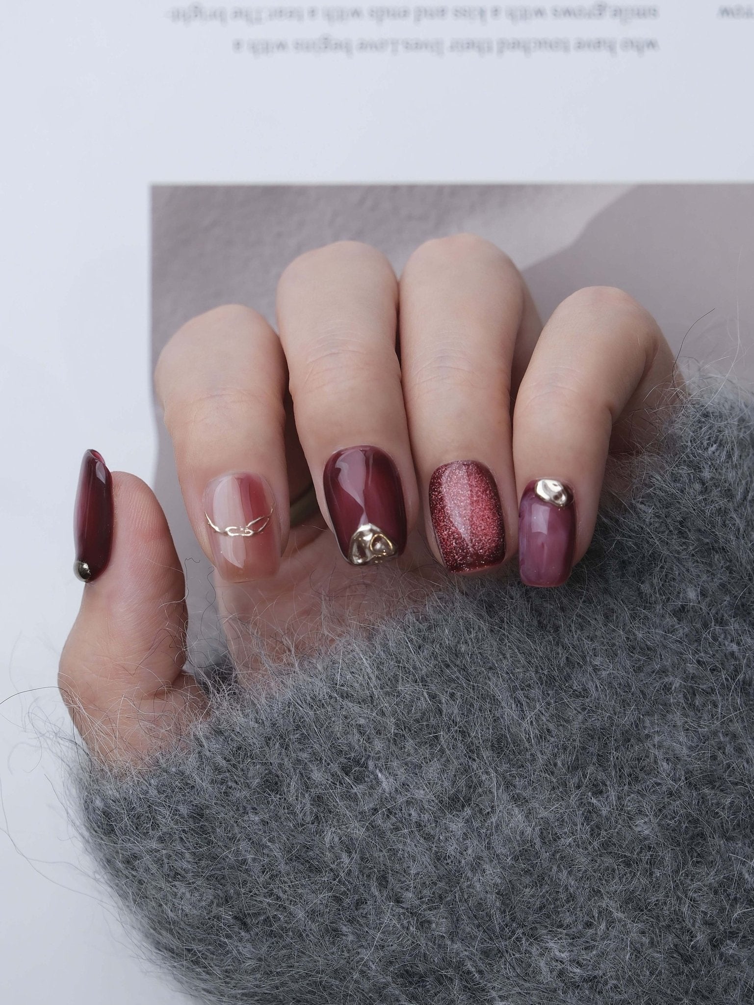 Red Mark - Handmade Press on Nails by Clawcreature - Handmade Press - on Nails