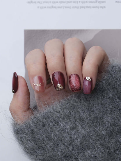 Red Mark - Handmade Press on Nails by Clawcreature - Handmade Press - on Nails