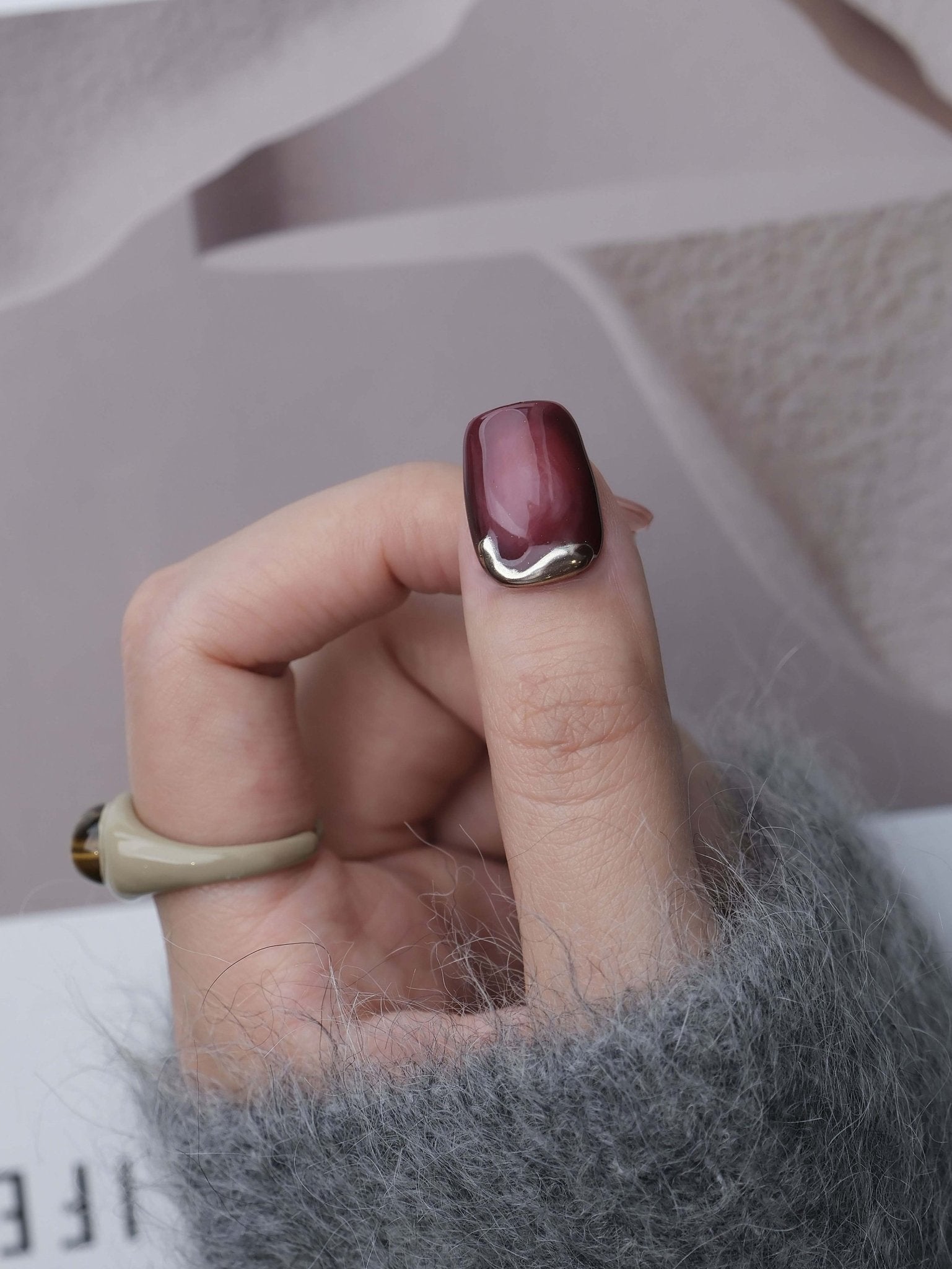 Red Mark - Handmade Press on Nails by Clawcreature - Handmade Press - on Nails
