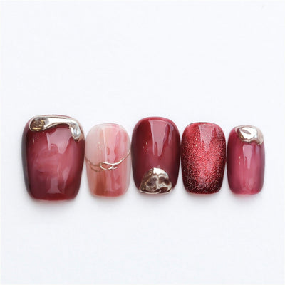 Red Mark - Handmade Press on Nails by Clawcreature - Handmade Press - on Nails
