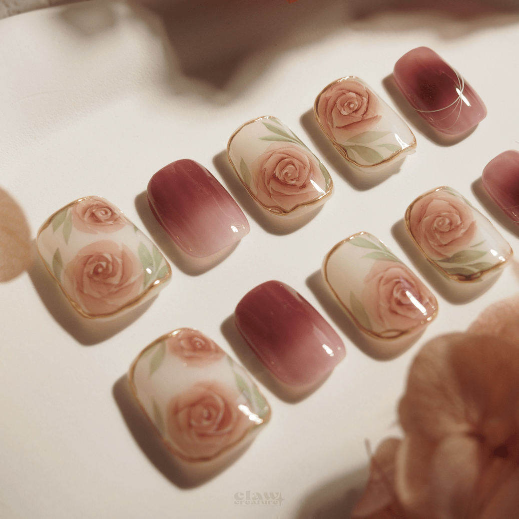 Regal Rose - Handmade Press on Nails by Clawcreature - Handmade Press - on Nails